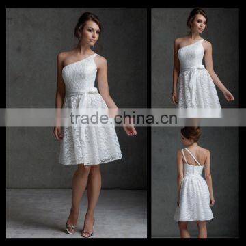 2013 Hot Selling One shoulder Short/mimi Belt Knee Bridesmaid Dresses