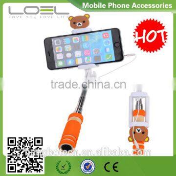 Factory supply Extendable Selfie Monopod cartoon Selfie Stick with zoom for iphone and Andriod