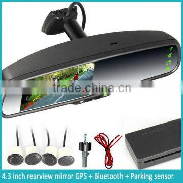 4.3 inch car digital rear view mirror gps navigator with bluetooth car handsfree kit