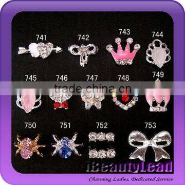 popular nail alloy nail art nail metallic studs with rhinestone