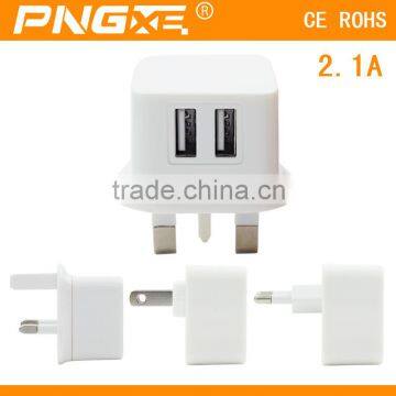 Latest wholesale dual usb super fast mobile phone travel charger with US UK EU plug