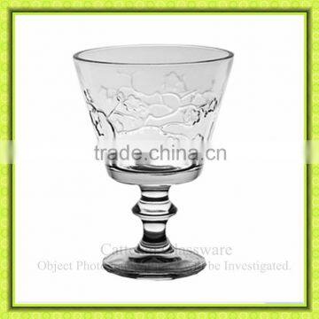 7oz round decorated conical sundae glass cup with stand,ice cream glass cup,juice glass tumbler