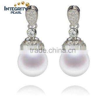 Natural freshwater stud pearl earrings AAA 7.5-8mm round pearl earring