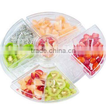 Chill-It 8 Section Appetizer Tray With Lids + Dip Cup On Ice (16.5" Diameter x 5" High) With Removable Compartments - BPA-Free C