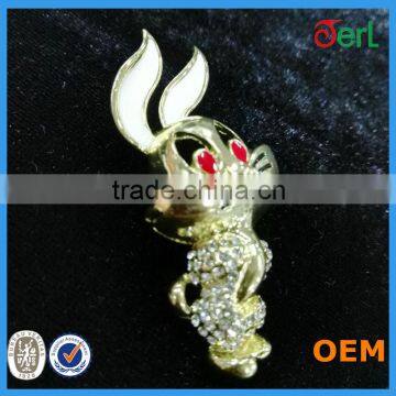 zinc alloy cute rabbit shape brooch rhinestone brooch