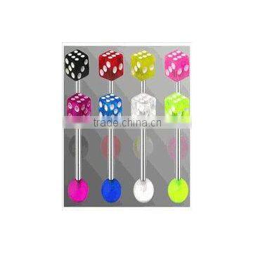 Wholesales body jewelry acrylic dice tongue bars