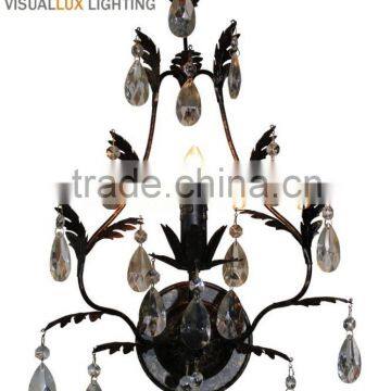 MW4615-1 Antique Black With and Clear Crystals Wall Light Wall Sconce Wall Lamp Vintage Industrial Lighting