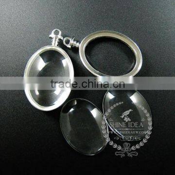 30*40mm Silver Plated Alloy Oval Photo Frame Glass Pendant Charm DIY Bezel Setting With Glass Tray Jewelry Supplies 1820286 photo-3