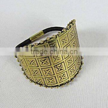 Costume Fashion Women Jewelry India Brass Ring Emosed Hair Band Latest Design New Pattern,Indian Regional,Gold Finish,Antique
