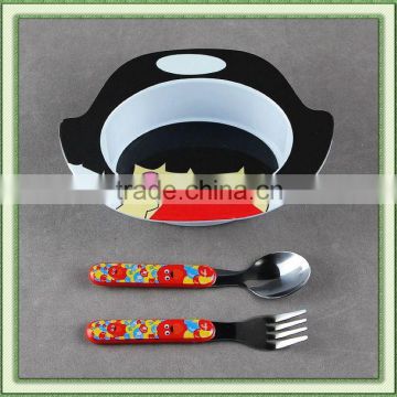 baby melamine Bowl with stainless utensils set