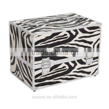 Soozier Professional 14" Makeup Artist Cosmetic Travel Case with Pull-Out Trays - Zebra Print