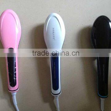 hot sell lcd Hair straightener brush electric hair brush with good quality