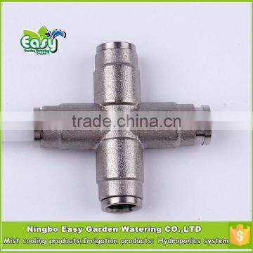 Quick Coupling cross connector 3/8". Quick Coupling Slip lock cross. for mist cooling system