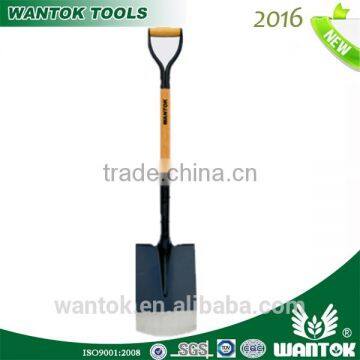 Square point shovel with wooden handle "Y" grip