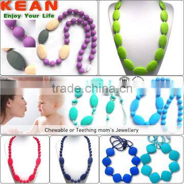 BPA free organic silicone jewelry necklace for baby chew