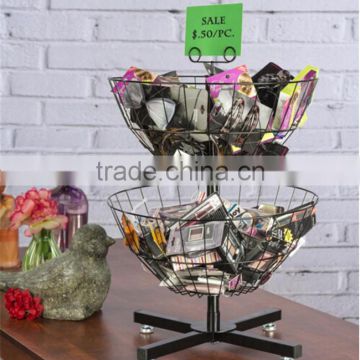 2-Tier Counter Rotating Metal Basket Stand Impulse Merchandise Display