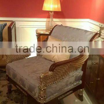 Vintage Style Castle Single Sofa Exquisite Hand Carved Wing Arm Sofa Imperial Gold Painted One Seat Sofa Chair