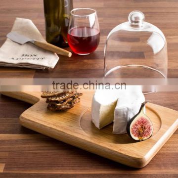 Wood Tray with Glass Cloche