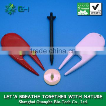 Fully biodegradable bulk plastic pla golf products set- compostable plastic pla golf divot/golf tee