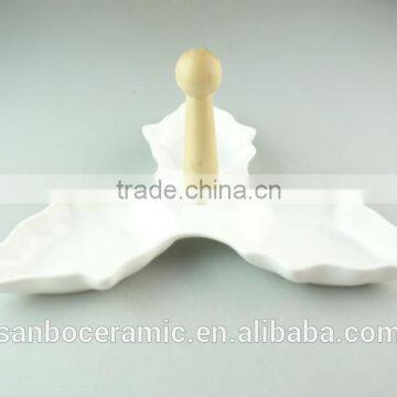 Ceramic Snack Platter /3 SECTIONS/Serving Dish Party Dining Sharing Plate White photo-2