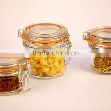 airtight glass jam jar with metal clip