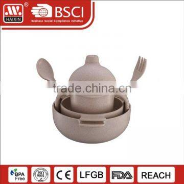 Lovely Design Wheat Fiber Children Tableware Set With Spoon And Fork Passed EU Standard