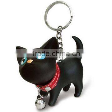 Custom cat shaped plastic keychain,Black cat design hard plastic keychain,3D custom shaped keychain cat toys