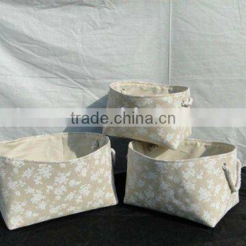 set of 3 cloth storage box with short handle