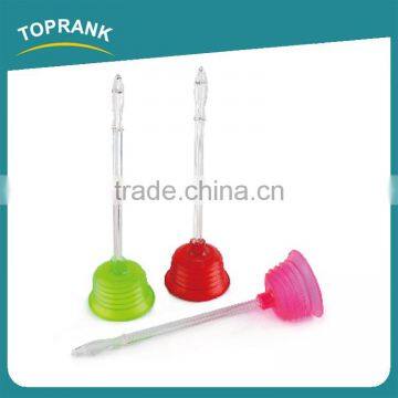 Toprank Factory Wholesale PVC Colored Cleaning Toilet Suction Pump Plastic Long Handle Toilet Plunger Pump With Strong Sucker