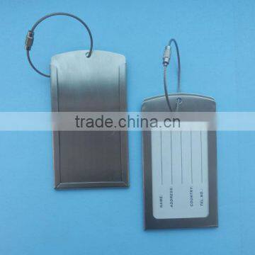 Aluminum metal luggage tag with metal ring