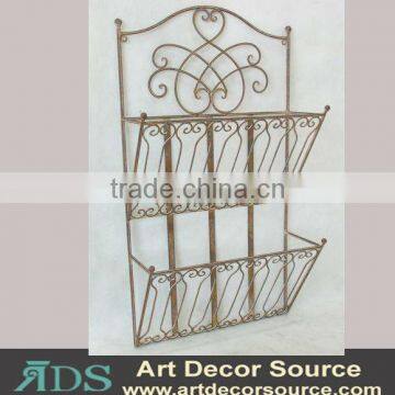 rustic metal wire wall mounted book rack