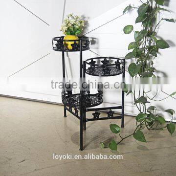 Garden Decor Yard Flower Pot 3-Tiered Folded Plant Pots Tray Rack Metal Black photo-2