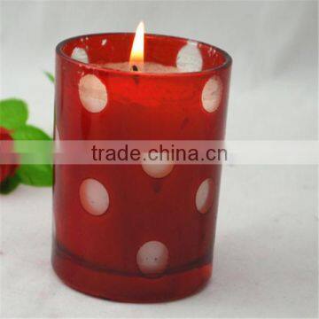 red lovely glass candle holder