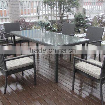 All Season Outdoor Furniture Rectangle Rattan Table and Chairs Dining Set photo-3