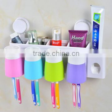 plastic toothbrush holders sets with four cups/toothpaste dispensers / toothpaste squeezers