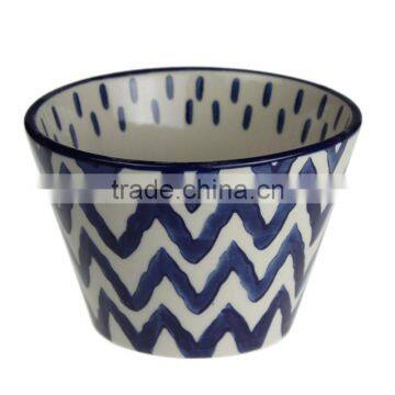 6"bule color hot sell large custom printed ceramic bowl