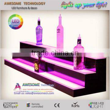 3 tiers acrylic display rack for bottles, led wine display racks