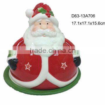 Ceramic christmas butter dish