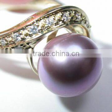 fashion pearl ring with diamond Tahitian Pearl Ring