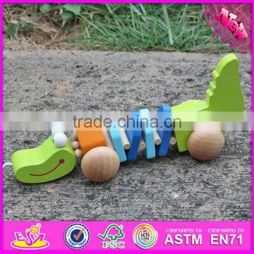 2016 New Design Wooden Crocodile Car Baby Pull Toys W05C077 photo-5