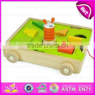 2015 Blocks Trolly Wooden Educational Toy for Kids,Wooden Building Blocks Sorter Trolly Toy,Pull Wooden Block Trolly Toy W13C021 photo-4