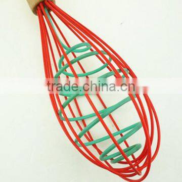 13007Silicone Double Helix Rapid Whisk With Wooden Handle photo-4