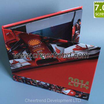 CE ROHS certificate hardcover A5 Size 7'' TFT LCD Video Brochure for AD