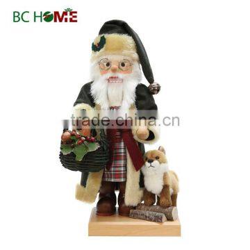 exquisitely crafted santa claus wooden Nutcracker with dog