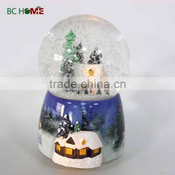 Resin music function glass snow globe