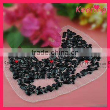 black stone embroidery beaded patch for T-shirt WPH-1691