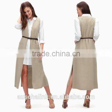 New Fashion Ladies Chic Sleeveless Belted Long Vest Wholesale photo-4