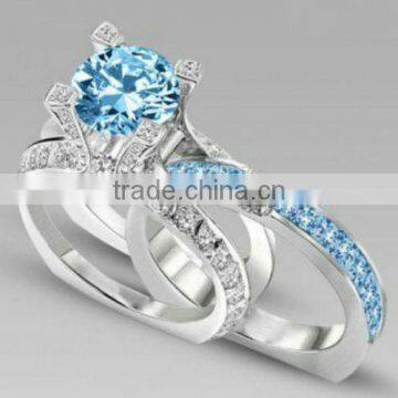 Trendy fashion wholesale fine jewelry romantic cz diamond engagement wedding ring set