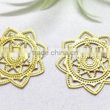 DIY hollow out flower garment accessories brass flower jewelry accessories metal flower jewelry accessories