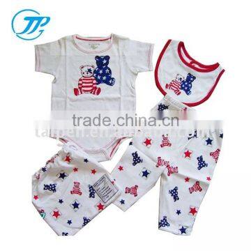 High Quality 100% Organic Cotton 4pcs Baby Romper Infant Clothing Sets